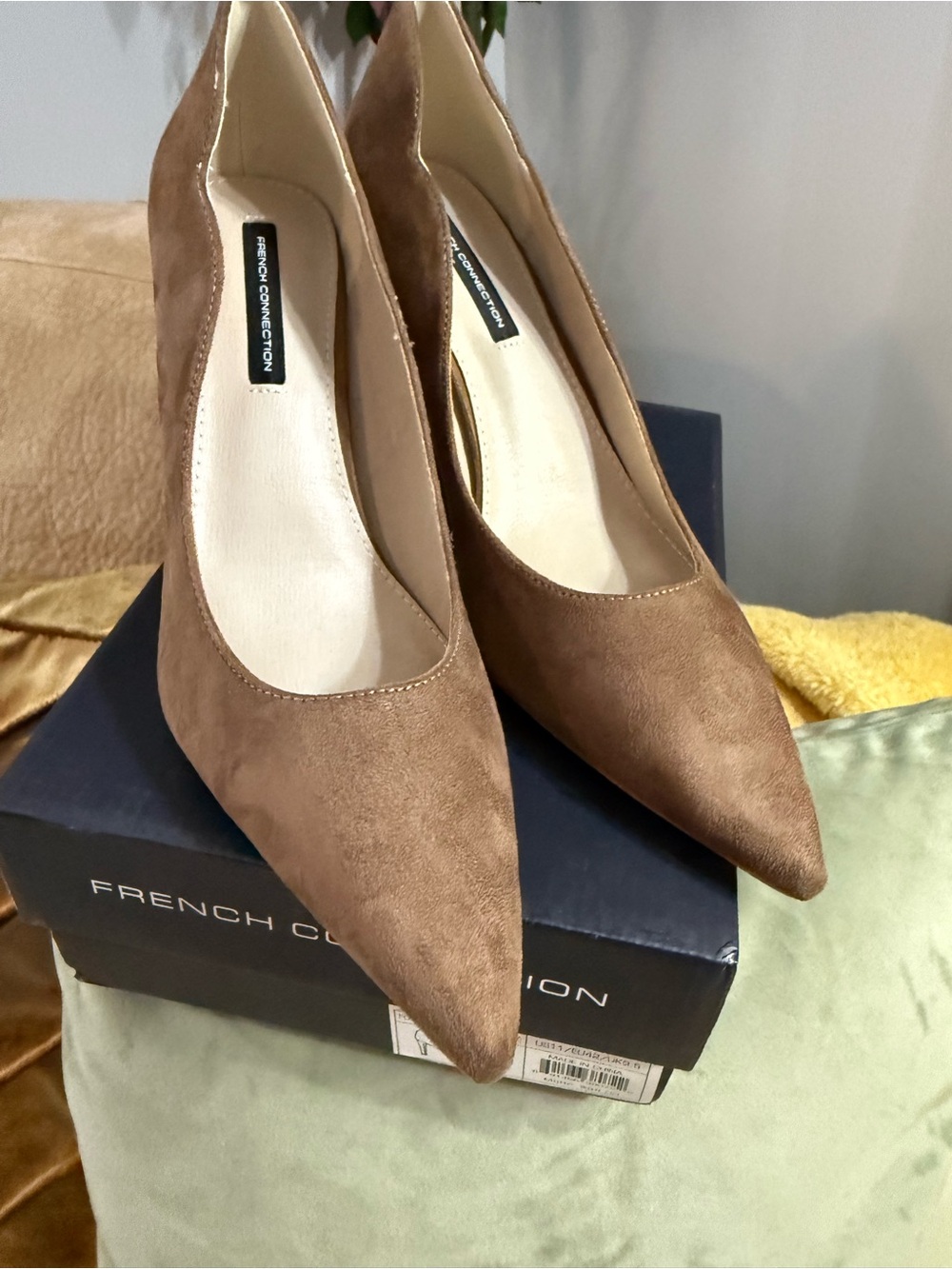 French Connection Brown Suede Pointed-Toe Pumps